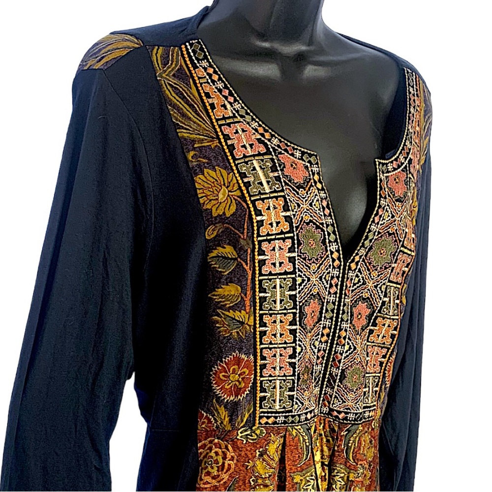 Soft Surroundings Black Tunic with Multicolor Printed Panel - Picture 5 of 15